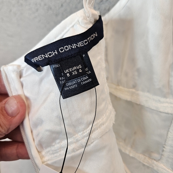 French Connection Binidari Womens White Lace Mini Dress Sz XS=4 Hookeye Front - Picture 10 of 13